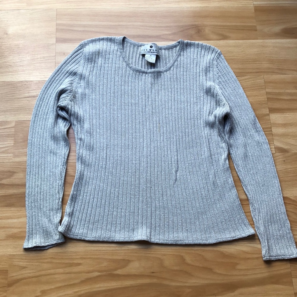 Saks Fifth Avenue Light Gray Long Sleeve Top